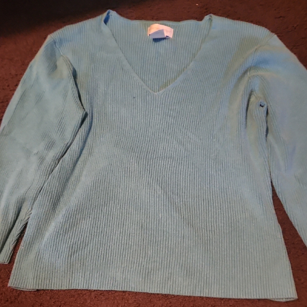 Worthington Teal V-Neck Sweater